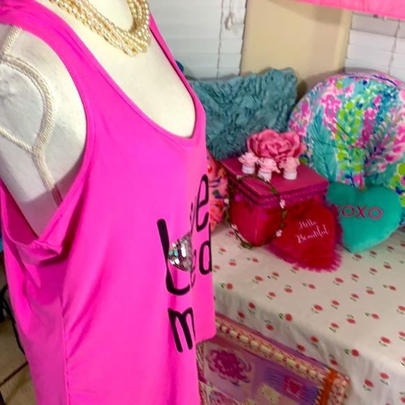 Grumpy & Gorgeous Barbie pink “Love My Bed” with silver sequin heart PJ top - Picture 5 of 8